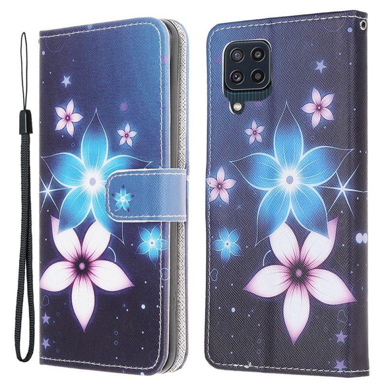 Folio-fodral För Samsung Galaxy M32 Med Kedjar Lunar Strap Blommor