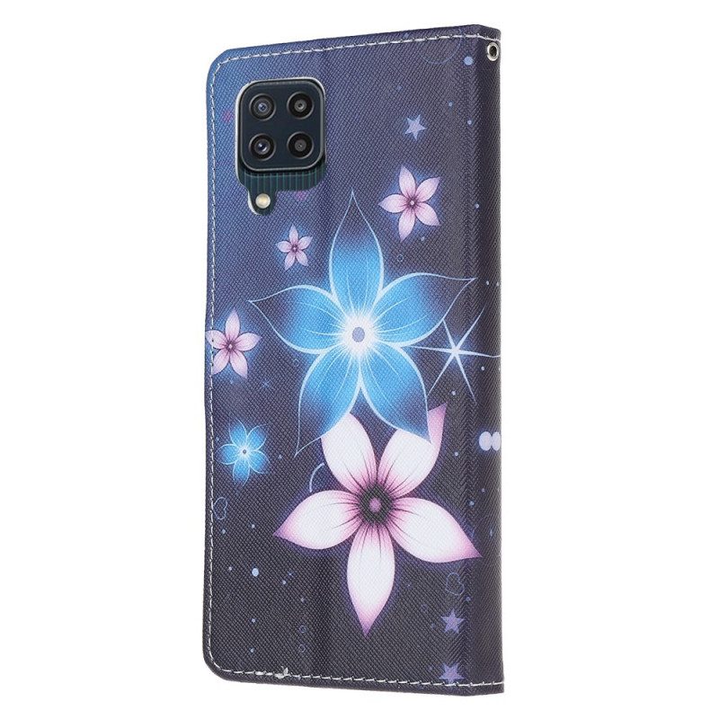 Folio-fodral För Samsung Galaxy M32 Med Kedjar Lunar Strap Blommor