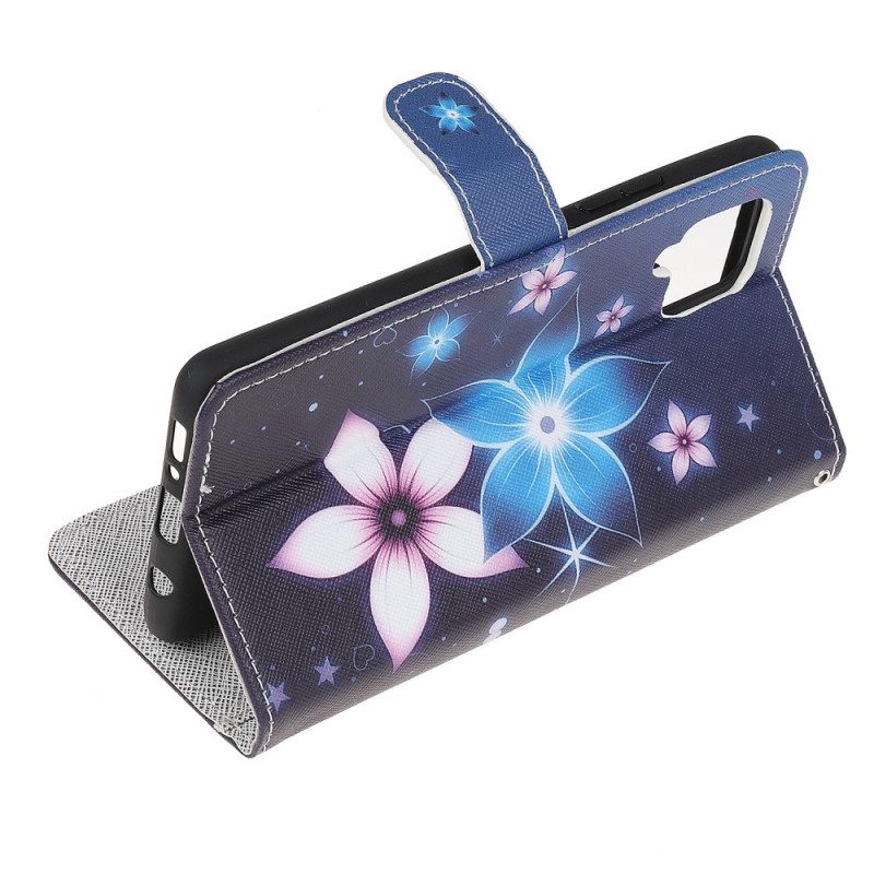 Folio-fodral För Samsung Galaxy M32 Med Kedjar Lunar Strap Blommor