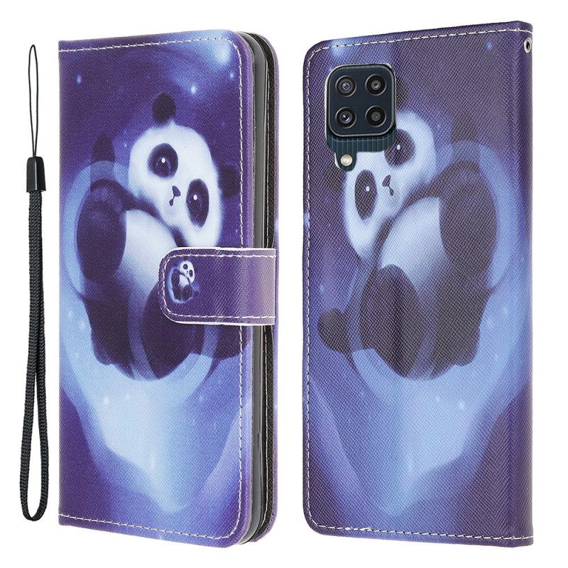 Folio-fodral För Samsung Galaxy M32 Med Kedjar Thong Space Panda