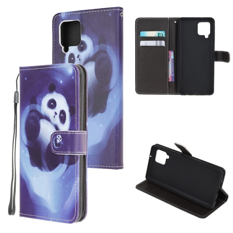 Folio-fodral För Samsung Galaxy M32 Med Kedjar Thong Space Panda