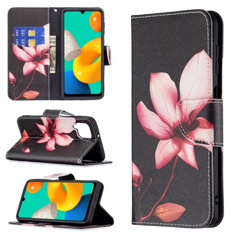 Folio-fodral För Samsung Galaxy M32 Rosa Blomma