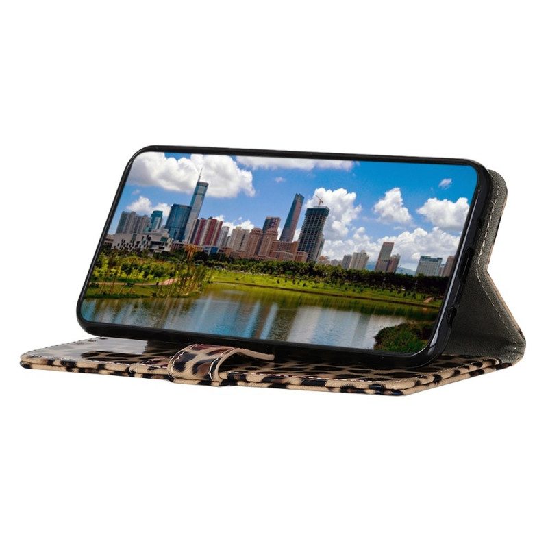 Folio-fodral För Samsung Galaxy M33 5G Lilla Leopardeffekten