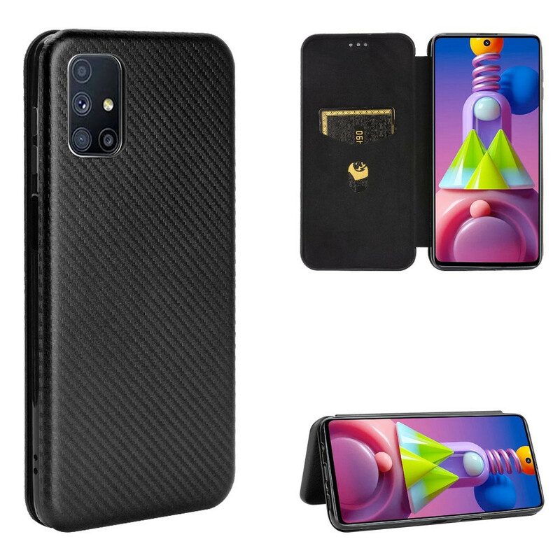 Folio-fodral För Samsung Galaxy M51 Läderfodral Kolfiber