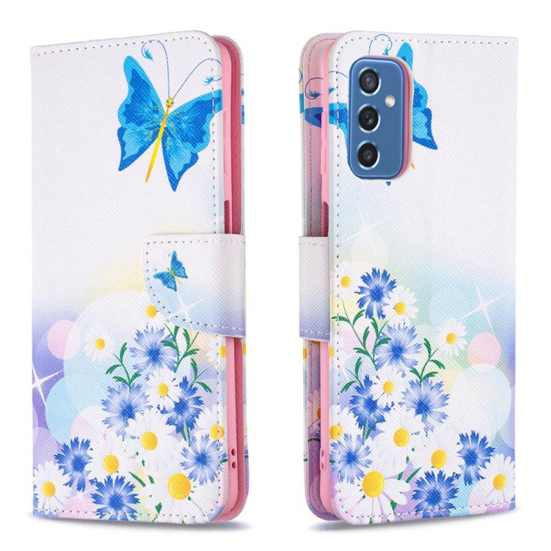 Folio-fodral För Samsung Galaxy M52 5G Fjäril Och Blommor