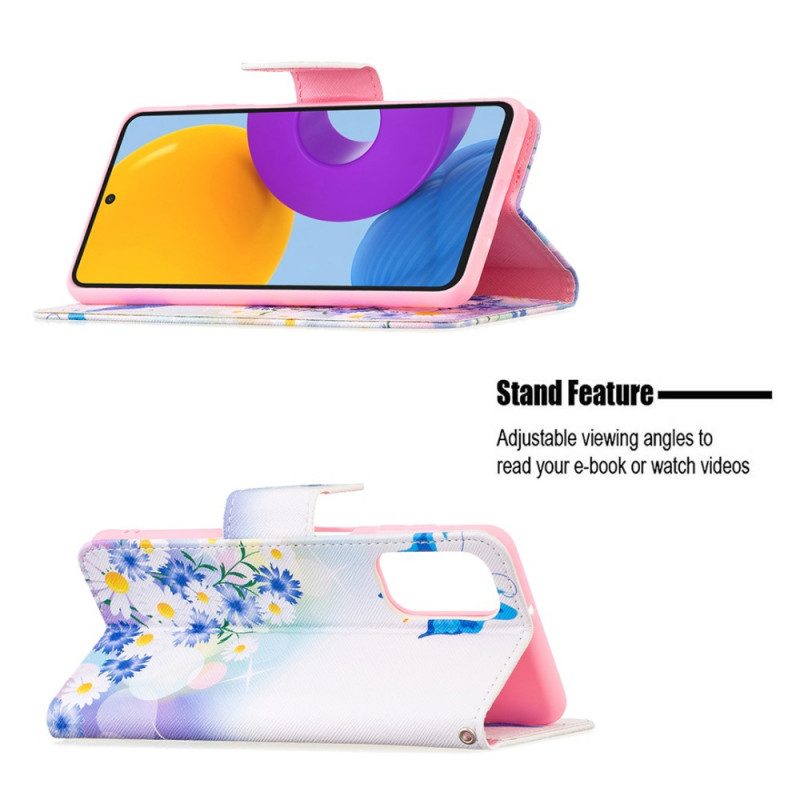 Folio-fodral För Samsung Galaxy M52 5G Fjäril Och Blommor