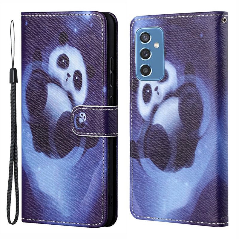 Folio-fodral För Samsung Galaxy M52 5G Med Kedjar Thong Space Panda