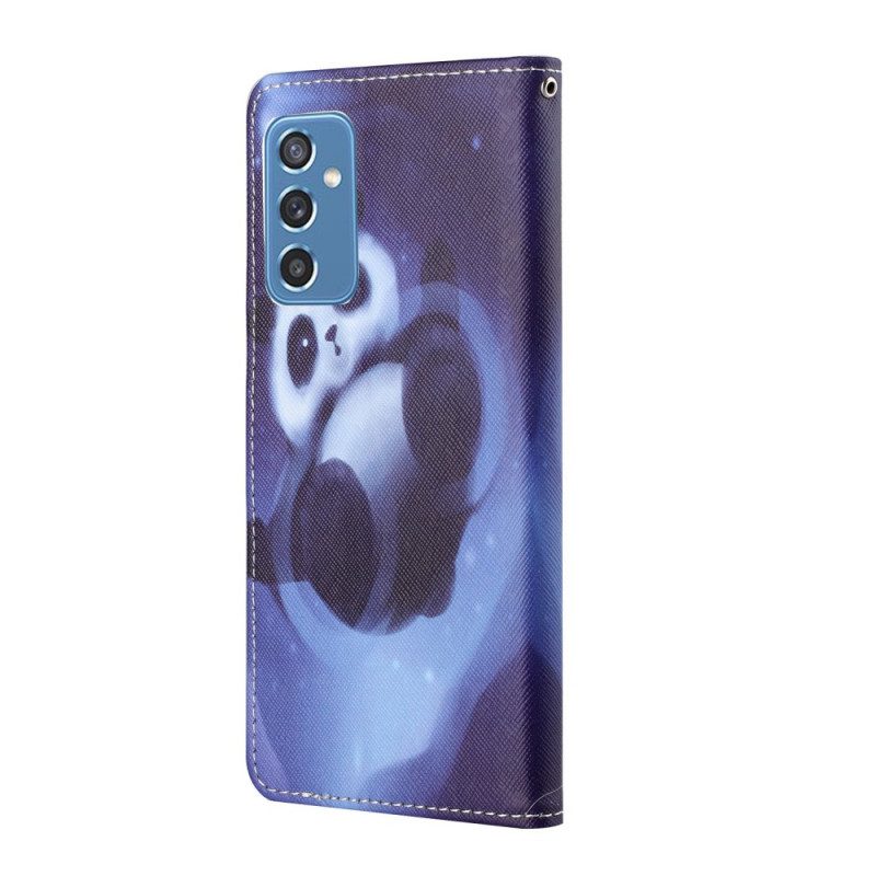 Folio-fodral För Samsung Galaxy M52 5G Med Kedjar Thong Space Panda