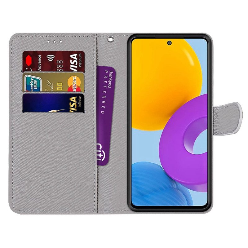 Folio-fodral För Samsung Galaxy M52 5G Midnattsglödande Fjärilar