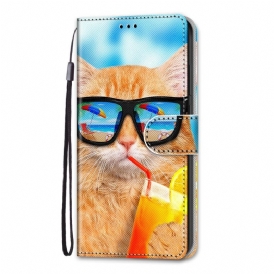 Folio-fodral För Samsung Galaxy M53 5G Med Kedjar Thong Star Cat