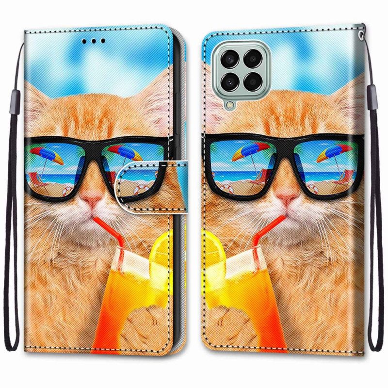 Folio-fodral För Samsung Galaxy M53 5G Med Kedjar Thong Star Cat