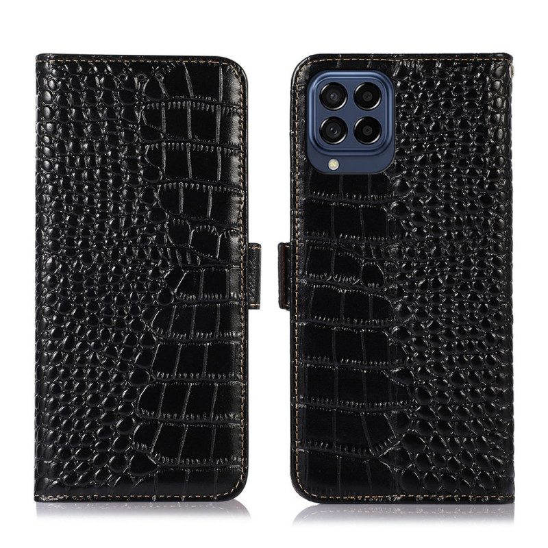 Folio-fodral För Samsung Galaxy M53 5G Rfid Crocodile Style