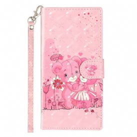 Folio-fodral För Samsung Galaxy Note 10 Med Kedjar Light Spots Strap Nallar