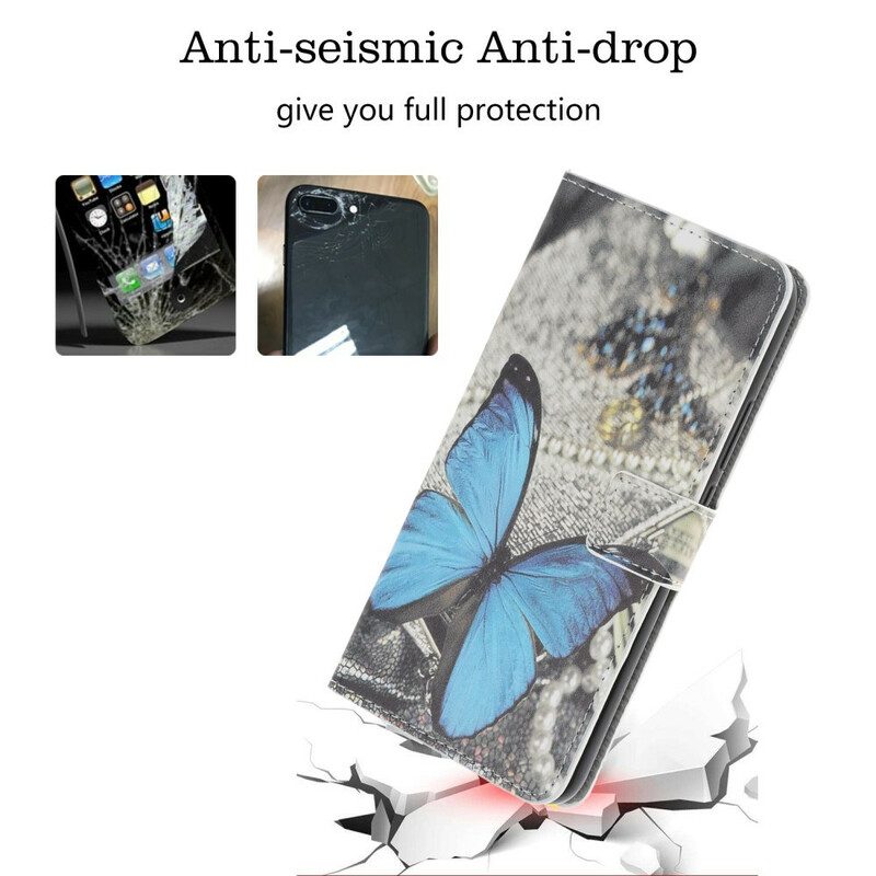 Folio-fodral För Samsung Galaxy Note 10 Plus Blå Fjäril