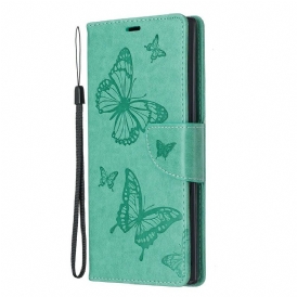 Folio-fodral För Samsung Galaxy Note 10 Plus Med Kedjar Vackra Remfjärilar