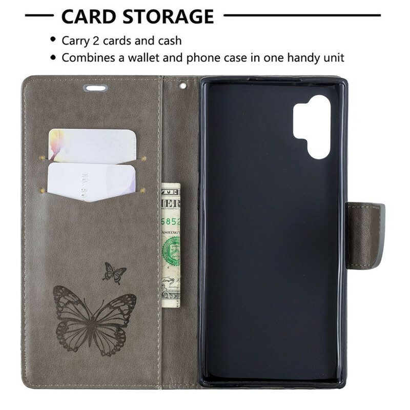 Folio-fodral För Samsung Galaxy Note 10 Plus Med Kedjar Vackra Remfjärilar
