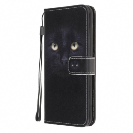 Folio-fodral För Samsung Galaxy Note 20 Med Kedjar Svarta Kattögon Med Rem