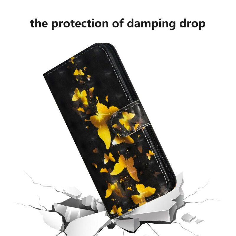 Folio-fodral För Samsung Galaxy Note 20 Ultra Gula Fjärilar