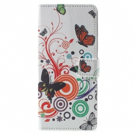 Folio-fodral För Samsung Galaxy Note 9 Fjärilar Och Blommor