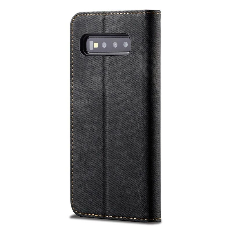 Folio-fodral För Samsung Galaxy S10 Läderfodral Denimtyg