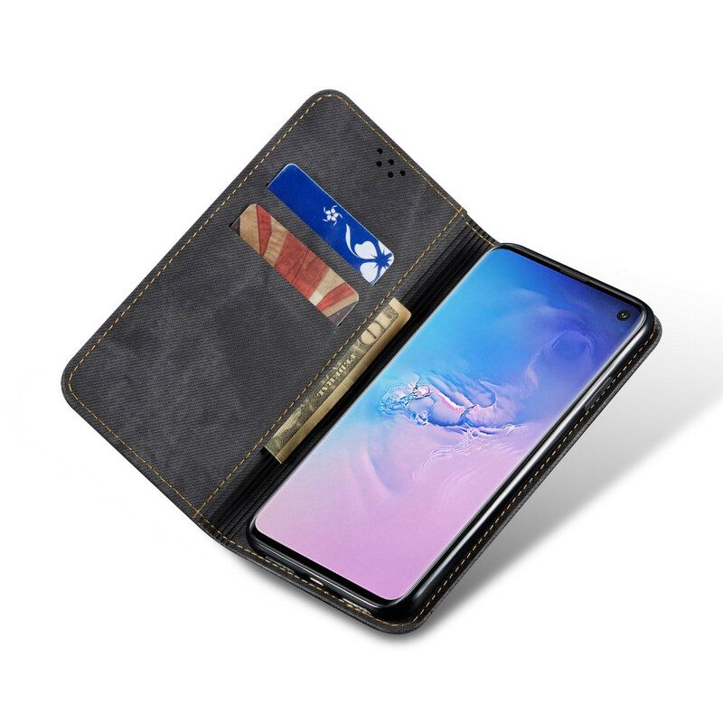 Folio-fodral För Samsung Galaxy S10 Läderfodral Denimtyg