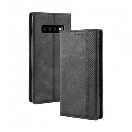 Folio-fodral För Samsung Galaxy S10 Läderfodral Vintage Stiliserad Lädereffekt