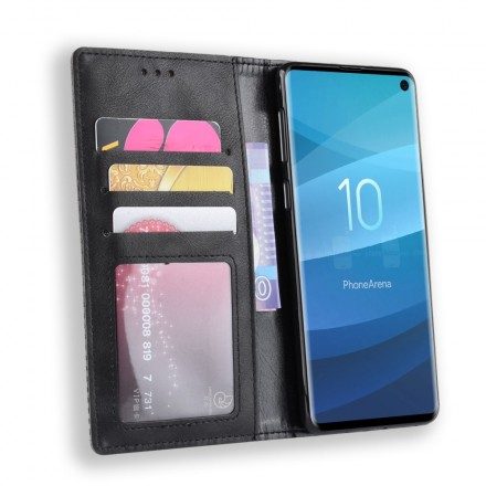 Folio-fodral För Samsung Galaxy S10 Läderfodral Vintage Stiliserad Lädereffekt