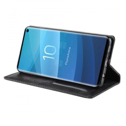 Folio-fodral För Samsung Galaxy S10 Läderfodral Vintage Stiliserad Lädereffekt