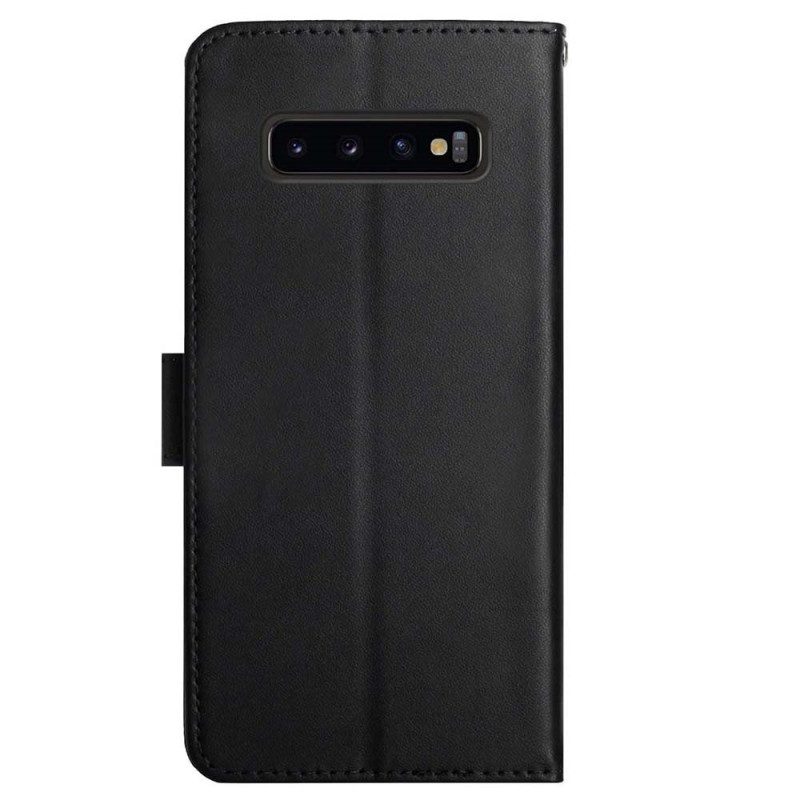 Folio-fodral För Samsung Galaxy S10 Plus Äkta Nappaläder