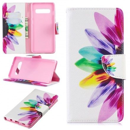 Folio-fodral För Samsung Galaxy S10 Plus Akvarellblomma