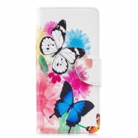 Folio-fodral För Samsung Galaxy S10 Plus Målade Fjärilar Och Blommor