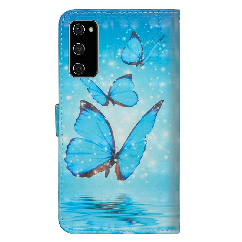 Folio-fodral För Samsung Galaxy S20 FE Flygande Blå Fjärilar