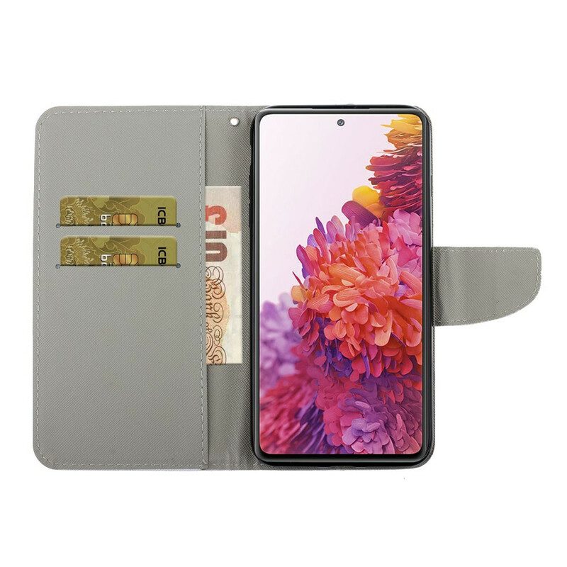 Folio-fodral För Samsung Galaxy S20 FE Med Kedjar Färgglada Remblommor