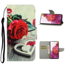 Folio-fodral För Samsung Galaxy S20 FE Med Kedjar Romantic Strappy Rose