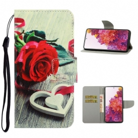 Folio-fodral För Samsung Galaxy S20 FE Med Kedjar Romantic Strappy Rose