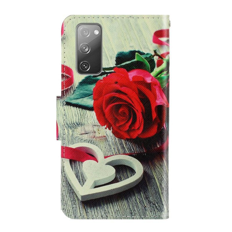 Folio-fodral För Samsung Galaxy S20 FE Med Kedjar Romantic Strappy Rose