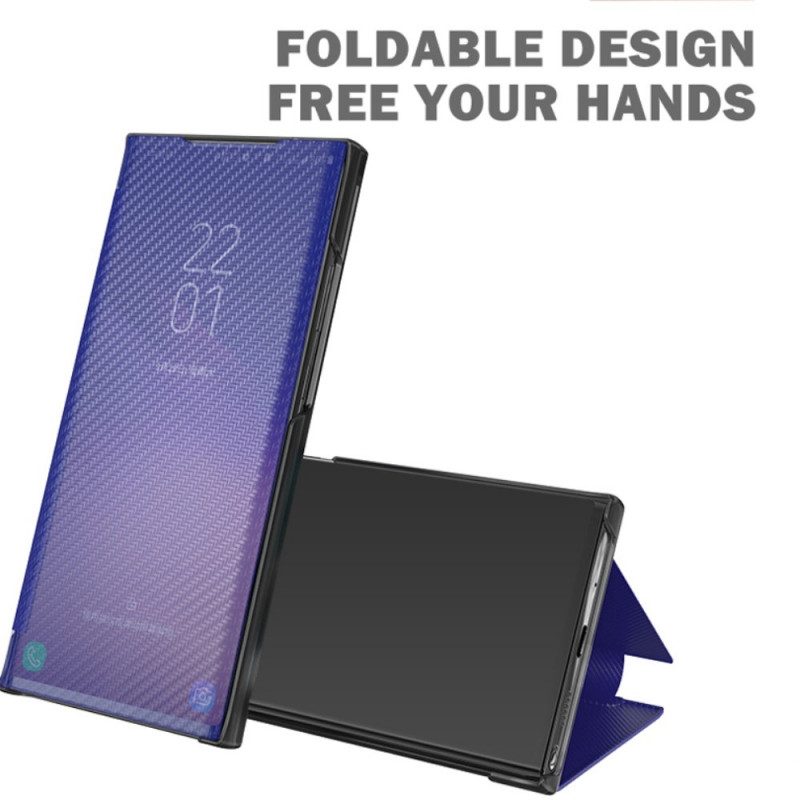 Folio-fodral För Samsung Galaxy S20 Plus 4G / 5G Läderfodral Genomskinlig Kolfiber