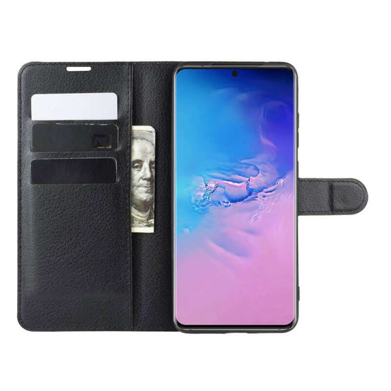 Folio-fodral För Samsung Galaxy S20 Ultra Klassisk Litchi Lädereffekt