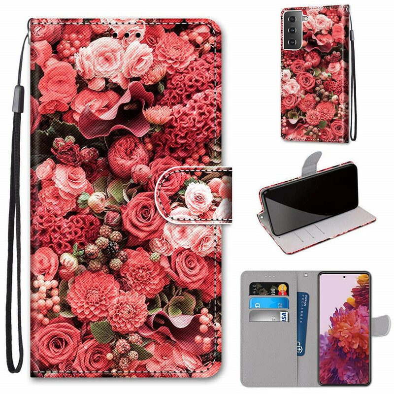 Folio-fodral För Samsung Galaxy S21 5G Blomromantik