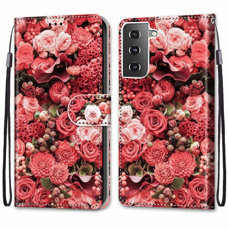 Folio-fodral För Samsung Galaxy S21 5G Blomromantik