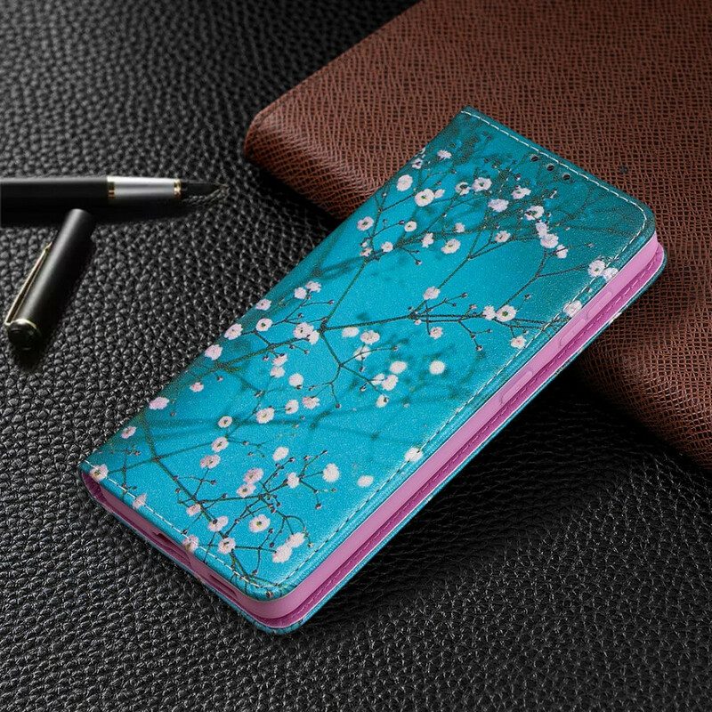 Folio-fodral För Samsung Galaxy S21 5G Läderfodral Blommande Grenar