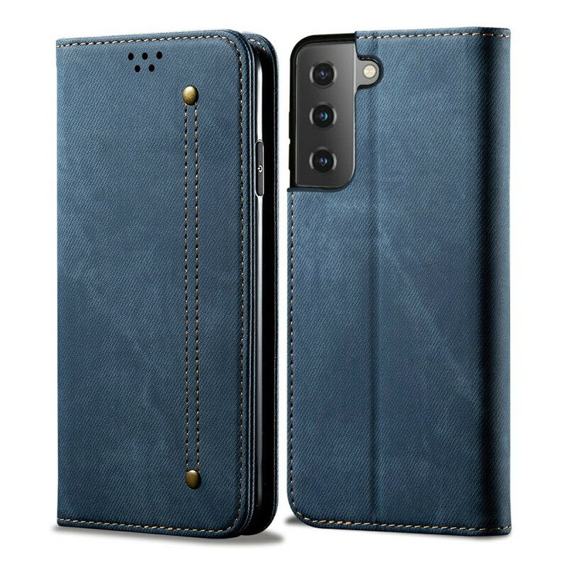 Folio-fodral För Samsung Galaxy S21 5G Läderfodral Denimtyg