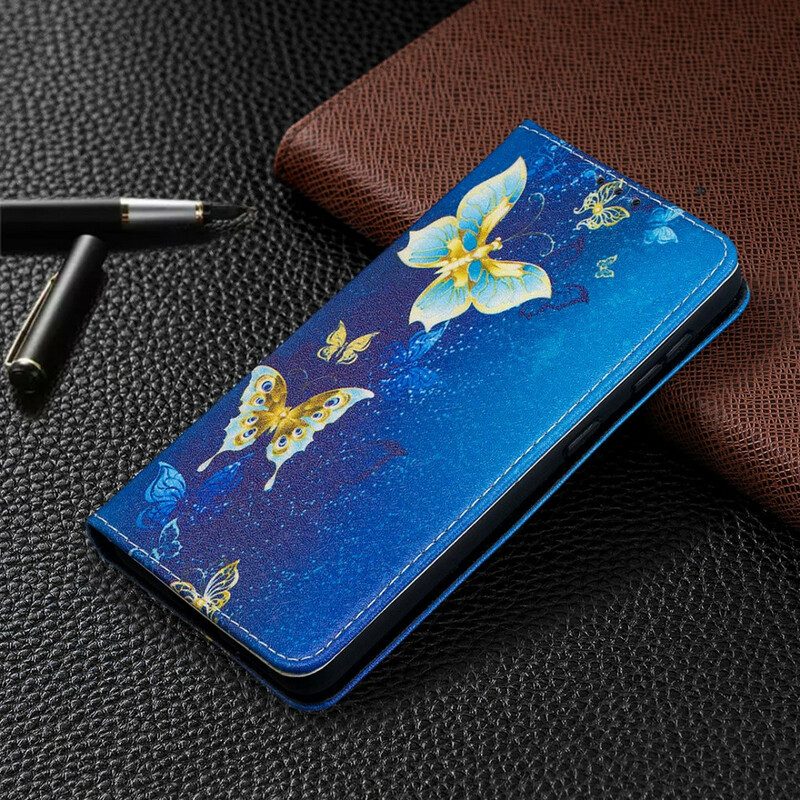 Folio-fodral För Samsung Galaxy S21 5G Läderfodral Färgglada Fjärilar