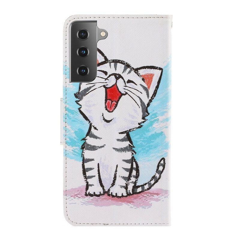 Folio-fodral För Samsung Galaxy S21 5G Med Kedjar Thong Color Kitten