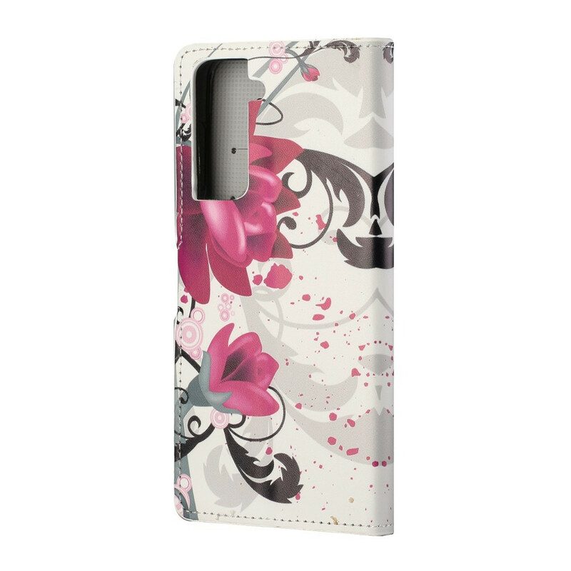 Folio-fodral För Samsung Galaxy S21 5G Tropiska Blommor