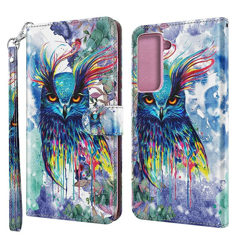 Folio-fodral För Samsung Galaxy S21 FE Akvarellfågel