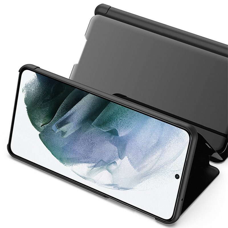 Folio-fodral För Samsung Galaxy S21 FE Läderfodral Spegel