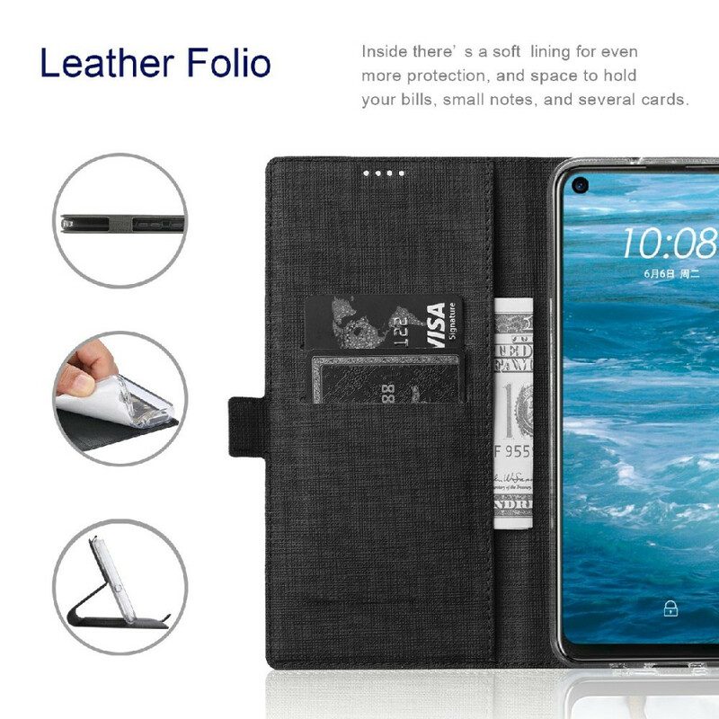 Folio-fodral För Samsung Galaxy S21 FE Läderfodral Texturerad