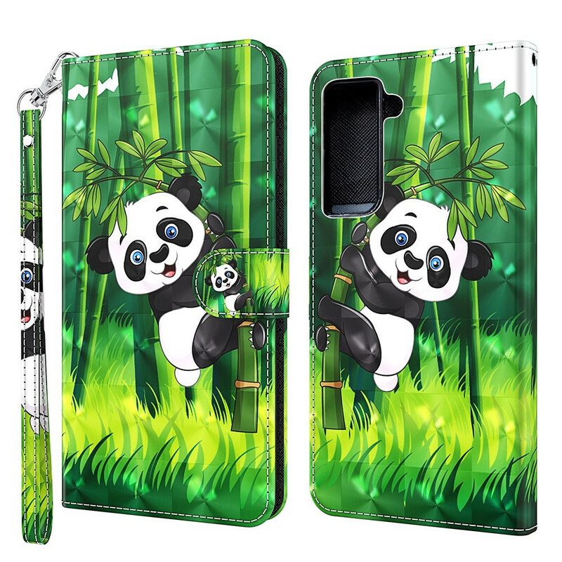 Folio-fodral För Samsung Galaxy S21 FE Panda Och Bambu