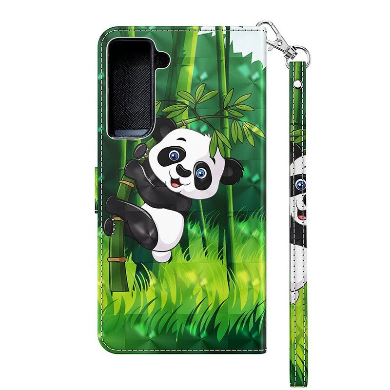 Folio-fodral För Samsung Galaxy S21 FE Panda Och Bambu